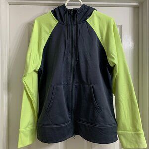 Danskin Brand Women's Gray and Lime Green Jacket with Hood, Size XL